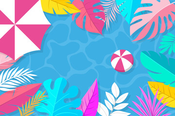 summer vector background with pool illustrations for banners, cards, flyers, social media wallpapers, etc.