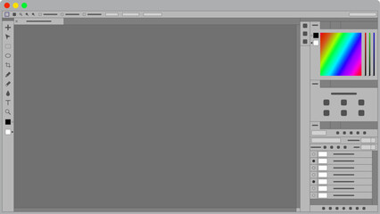 PCウィンドウ フレーム 画像編集ソフト Photoshop風 ライトUI ベクター素材 (.AI)
