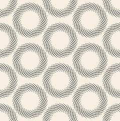 Black grey dotted simple circle pattern on beige background. Empty circles. Design element for logo, web pages, prints, posters, template.