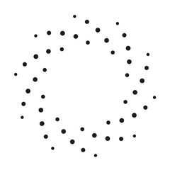 Black grey dotted simple rosette object on white background.Swirl shape. Design element for logo, web pages, prints, posters, template.