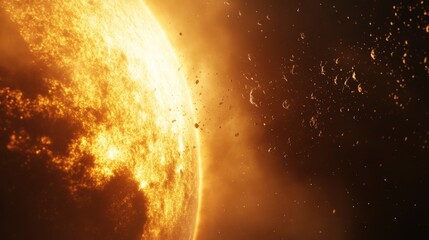 Fototapeta premium Glowing celestial formations with drifting cosmic dust, deep space in ultra-HD 3D.