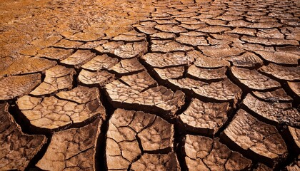 detailed view of parched earth revealing cracked dry soil