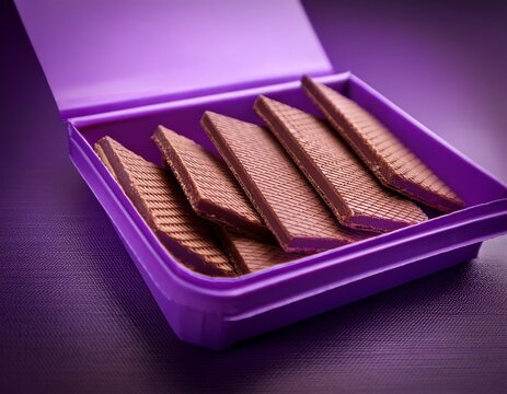 delicious chocolate wafers displayed in a vibrant purple packaging