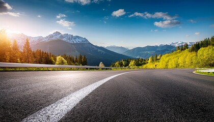 spring road landscape in beautiful nature travel spring colors in mountain road scenery