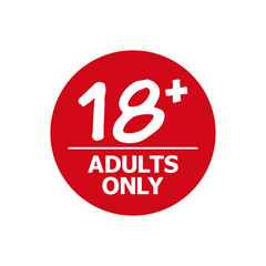 18 sign warning symbol isolated on white background, 18 plus, censored, eighteen age older adult content. Age Restriction Content