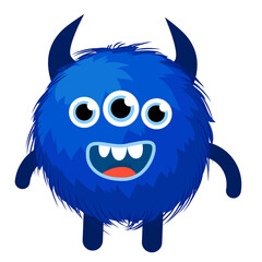 funny blue monste rvector illustration icon avatar character cartoon yeti alien
