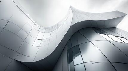 Modern architecture sleek lines and geometric forms, meticulously crafted to defy the constraints of traditional perspective, create a sense of dynamism and futuristic allure.