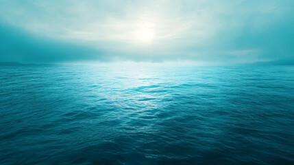 Obraz premium serene view of deep blue and turquoise water under cloudy sky