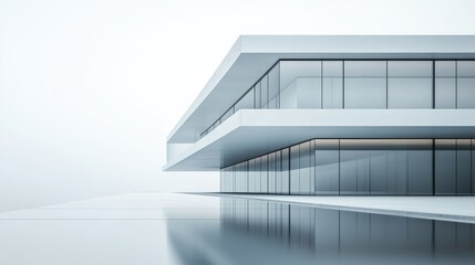 Fototapeta premium A sleek, white modern terrace building, its glass facade blurred to perfection, offering a minimalist backdrop for showcasing products or visual compositions.