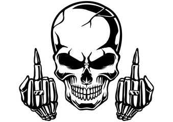 Skull Middle Finger