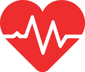Red heart icon with a heartbeat graphic, symbolizing healthy heart.