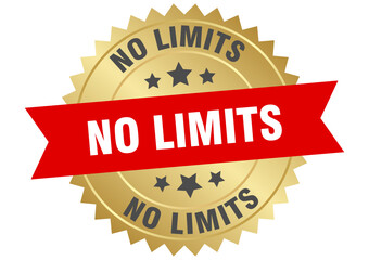no limits. no limits round red and gold label isolated on transparent background