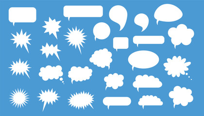 Obraz premium Set of blank empty speech bubbles for text. cartoon balloon word design. chatting, message box. balloon speak sign dialog frame. vector illustration