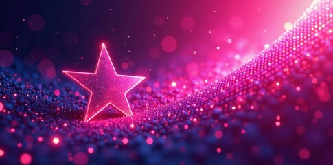 Vibrant pink star and stripe pattern on abstract background, texture, design, stripes