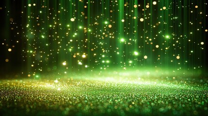 Abstract green and gold glitter background