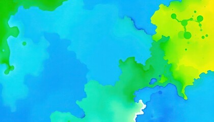Vibrant, abstract watercolor wash in blues, greens, and yellows, green, tones