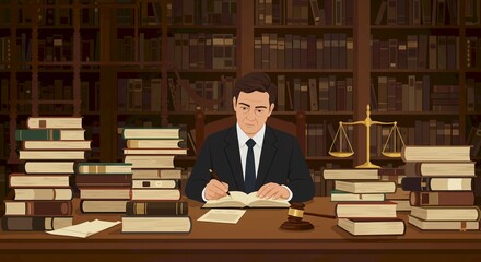 Lawyer Working in Law Office Library Legal Profession Justice