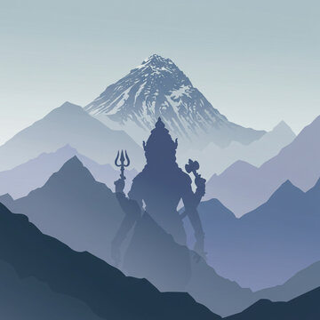 The Majestic Himalayas and Goddess Parvati, Representing Spiritual Power