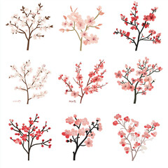 Fototapeta premium 桜, 木, 花, ブランチ, とぶ, 自然, 全盛期, サクランボ, ベクター, ピンク, 葉, sakura, デザイン, 季節, 文科系, 日本人, フローラル, 植える, イラスト, 鳥, 秋, 花, 日本, 庭, サマータイム, 模様, 美しさ, 装飾品, 咲く, 植物, 花束, 美しい, 白, 紫, デコレーション, 愛, ハート, シルエット, 壁紙, バレンタイン, 蝶