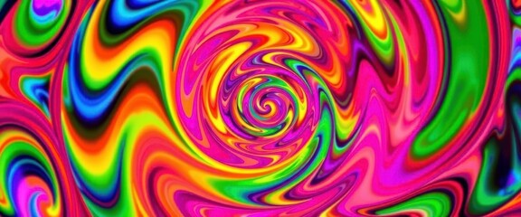 Vibrant, swirling spirals in a kaleidoscope of colors, creating an abstract, dynamic composition, fluid, design