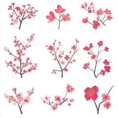 Fototapeta premium 桜, 木, 花, ブランチ, とぶ, 自然, 全盛期, サクランボ, ベクター, ピンク, 葉, sakura, デザイン, 季節, 文科系, 日本人, フローラル, 植える, イラスト, 鳥, 秋, 花, 日本, 庭, サマータイム, 模様, 美しさ, 装飾品, 咲く, 植物, 花束, 美しい, 白, 紫, デコレーション, 愛, ハート, シルエット, 壁紙, バレンタイン, 蝶