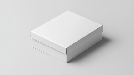 White cardboard box mockup on white background for branding and design