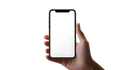Hand holding smartphone with blank screen minimalist setting technology focused digital engagement