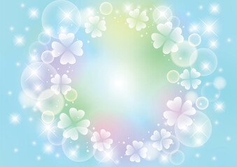 クローバーリースのキラキラ背景、水色