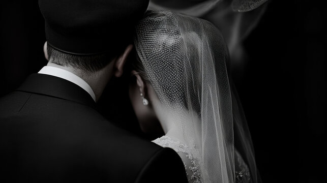 A joyful bride and groom standing together under the chuppah celebrating their love in a traditional jewish wedding