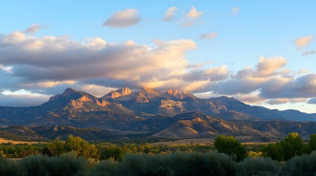 Serene mountain range with rolling clouds nature landscape tranquil environment scenic view