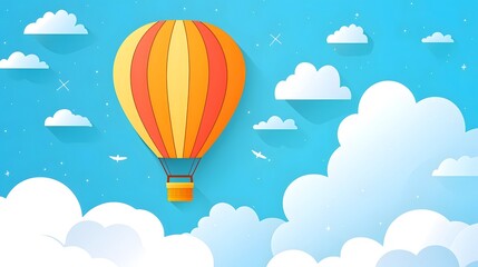 Fototapeta premium Colorful hot air balloon festival in a bright sky digital art vibrant atmosphere aerial view