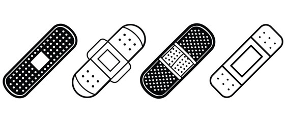 Adhesive Bandage Icons Set – Medical and First Aid Symbols