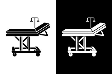 Adjustable Operating Table Silhouette Clean Vector for Medical Equipment Themes.