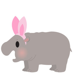 cute easter hippo clipart, pastel hippo digital art, kawaii hippo with bunny ears, adorable hippo in easter egg, spring hippo illustration, digital easter hippo design, printable hippo easter graphics