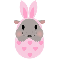 cute easter hippo clipart, pastel hippo digital art, kawaii hippo with bunny ears, adorable hippo in easter egg, spring hippo illustration, digital easter hippo design, printable hippo easter graphics
