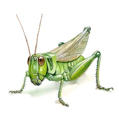 Grasshopper watercolor painting nature artwork natural tones close-up realism