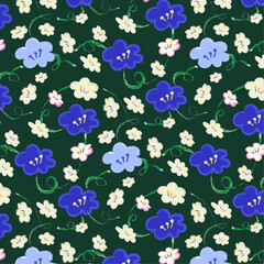 Hand-drawn Summer Flowers Seamless Pattern