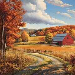 Obraz premium Autumn harvest farm scenery