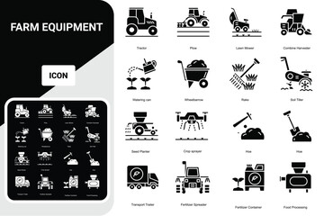 Farm Equipment Vector Linear Icons Set stock illustration
