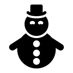 Solid snowman icon wearing a Santa hat, symbolizing Christmas joy and festivity.