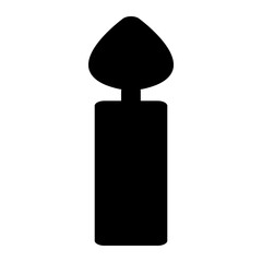 Obraz premium Solid candle icon with a small flame on top, representing light and warmth.