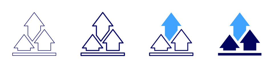 Increase innovation​ icon in 4 different styles. Thin Line, Line, Bold Line, Duotone. Duotone style. Editable stroke