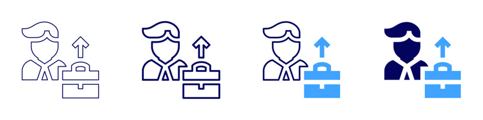 Increase wages​ icon in 4 different styles. Thin Line, Line, Bold Line, Duotone. Duotone style. Editable stroke