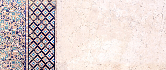 Detail of traditional persian mosaic wall with tile ornament. Horizontal or vertical background...