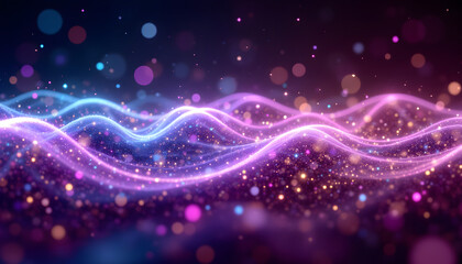 Obraz premium A mesmerizing image of multicolored sparkles of light dancing and flickering in abstract, simple structures resembling fiber optic or laser show