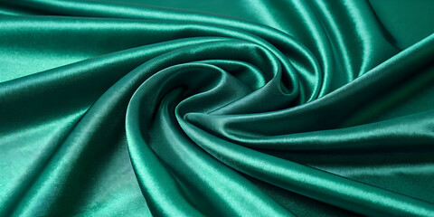 Fototapeta premium Opulent Satin Glow in Emerald Green with Subtle Light Reflections