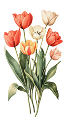 Obraz premium illustration of tulips isolated on a transparent background