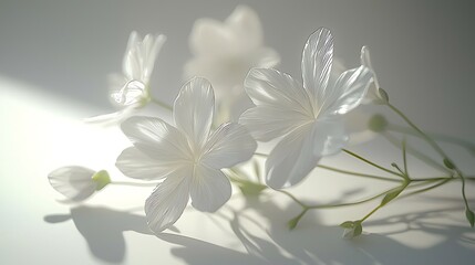 Fototapeta premium Delicate White Flowers Soft Light Ethereal Petals