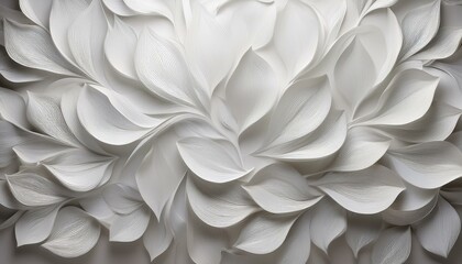 abstract white flower petals wall art design