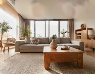 Obraz premium blur image of modern living room interior
